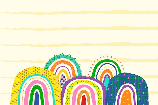 Free vector yellow rainbow background, funky doodle vector