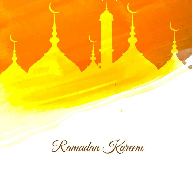 Vettore gratuito brillante giallo ramadan kareem sfondo