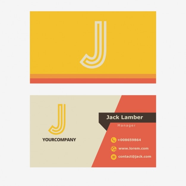 Yellow retro business cad with j letter