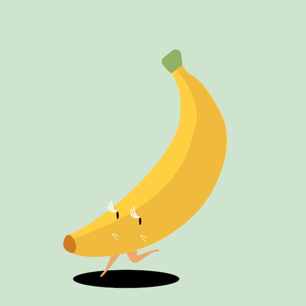 黄色の熟したバナナ漫画のキャラクターのベクトル