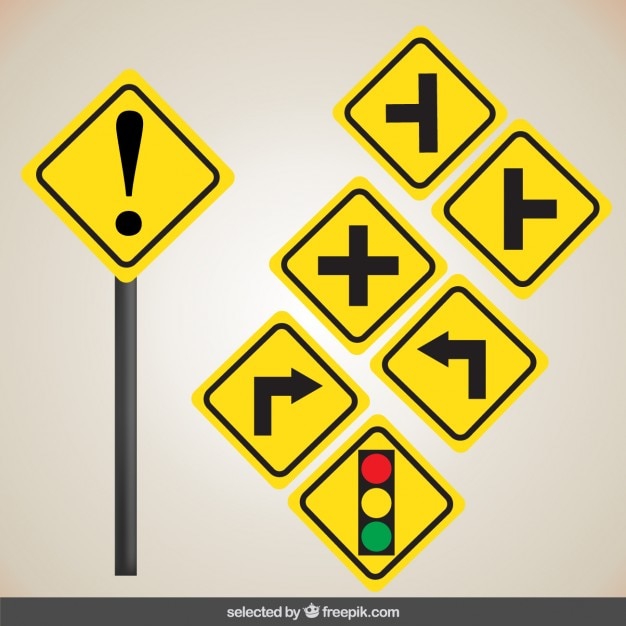 Yellow road signs