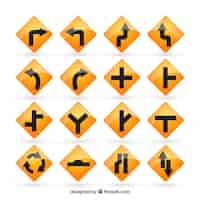 Бесплатное векторное изображение Желтые дорожные знаки