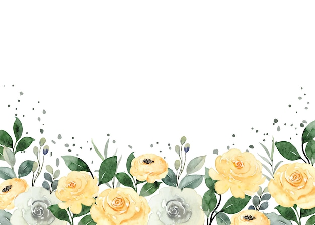 Free vector yellow rose garden background with watercolor