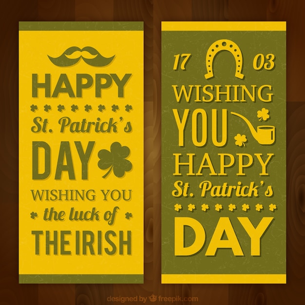 Free vector yellow saint patrick's day banners