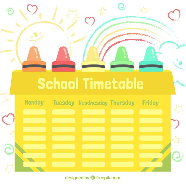 Free vector yellow school timetable