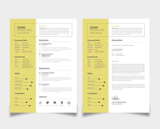 Yellow simple resume design