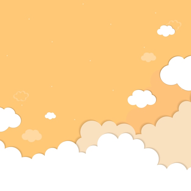 Yellow sky with clouds patterned background vector