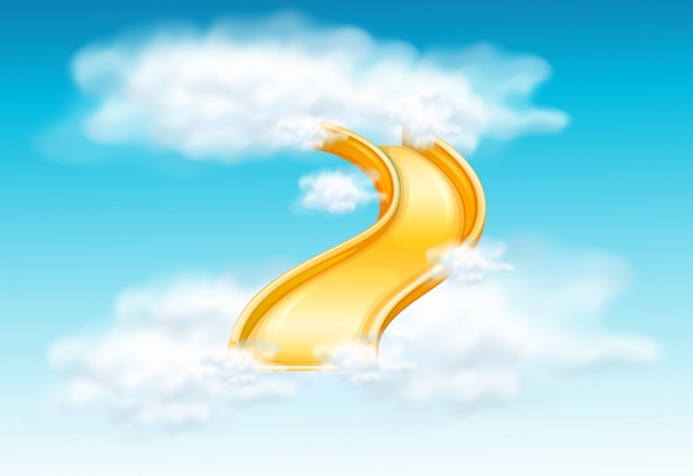 Free vector yellow slide in the fluffy clouds