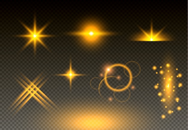 Free vector yellow sparkles collection