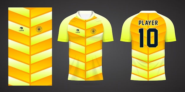 Шаблон дизайна джерси желтой спортивной рубашки