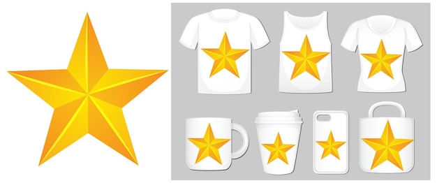 Yellow star on different product templates