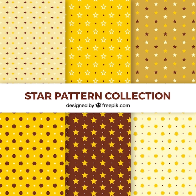 Yellow star pattern pack of six