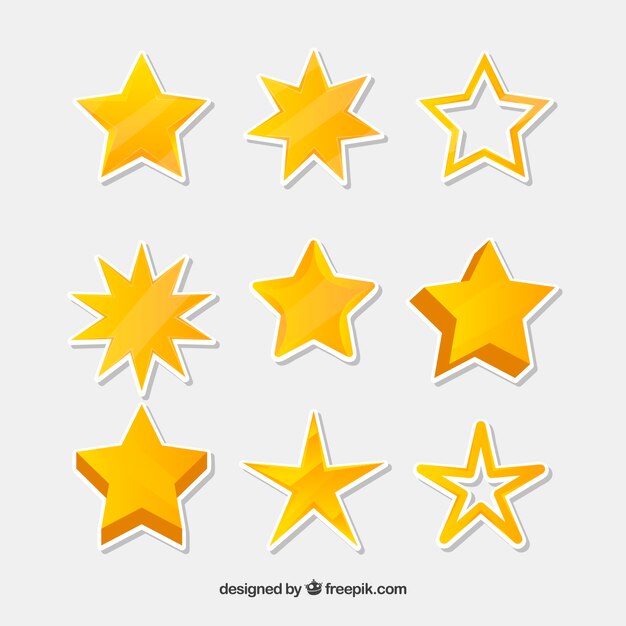 Yellow star set of nine