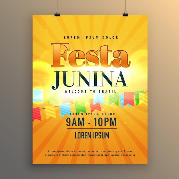 Free vector yellow starburst festa junina poster