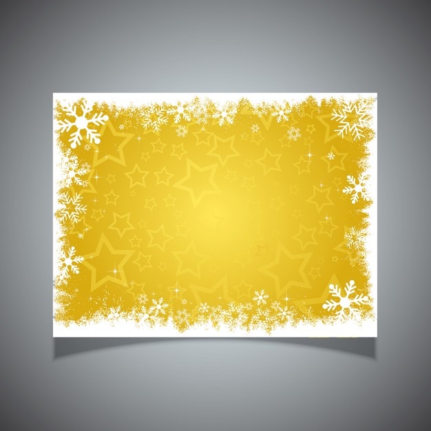 Free vector yellow stars and snowflakes card