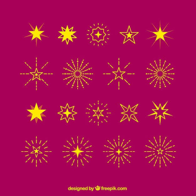 Free vector yellow stars and sunbursts