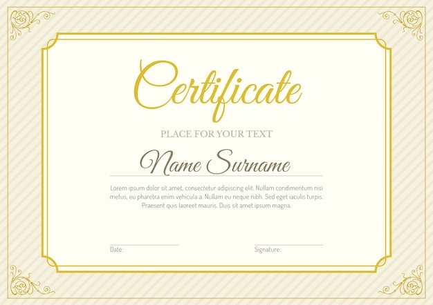 Free vector yellow stripes certificate