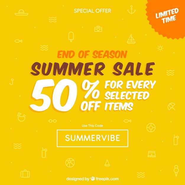 Yellow summer sale background