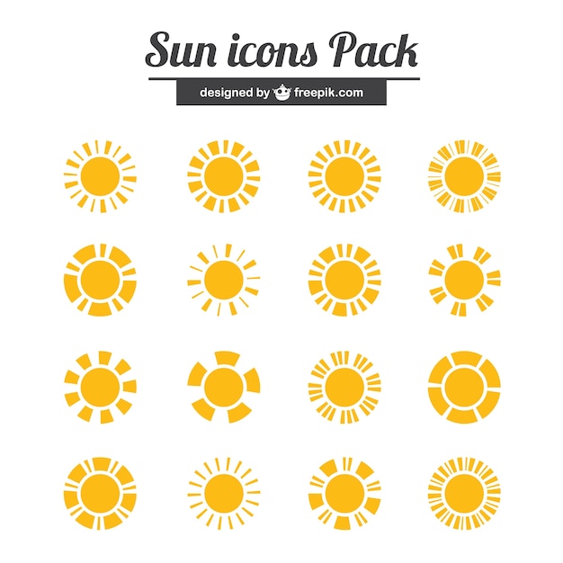 Free vector yellow sun icons pack