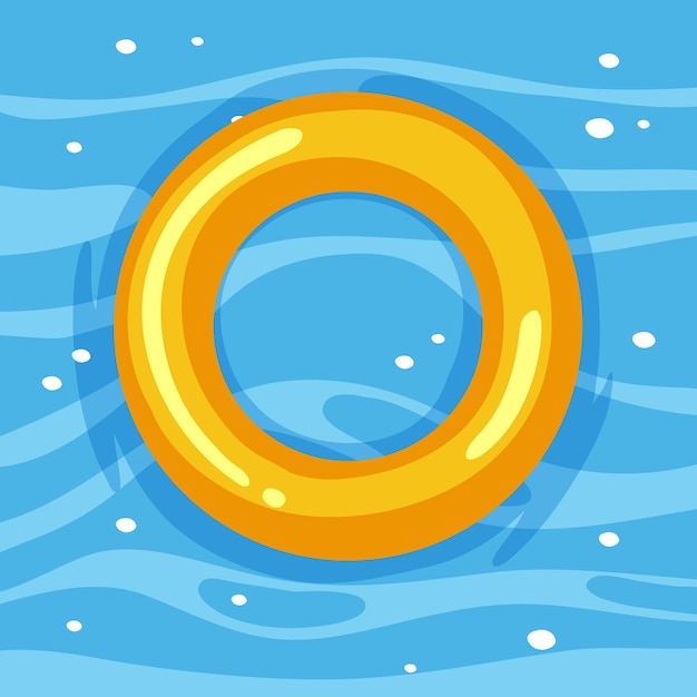 Free vector yellow swimming ring in the water isolated