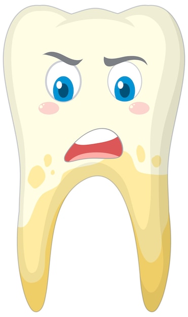 Free vector yellow tooth on white background