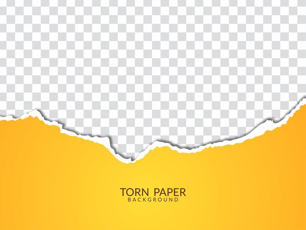 Yellow Torn paper design on transparent background vector