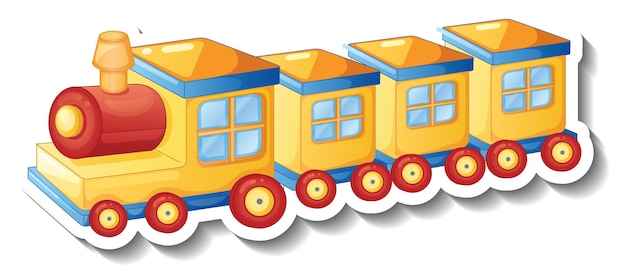 無料ベクター 黄色い電車のおもちゃの漫画のステッカー