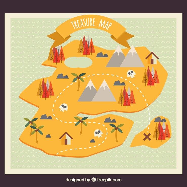 Free Vector yellow treasure map background