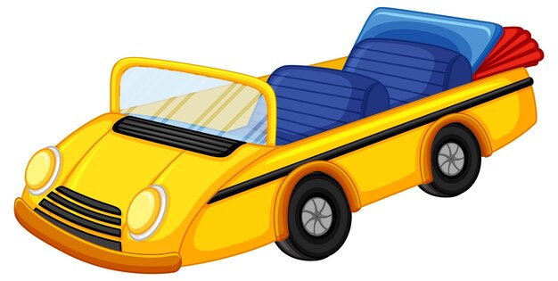 Yellow vintage convertible car in cartoon style