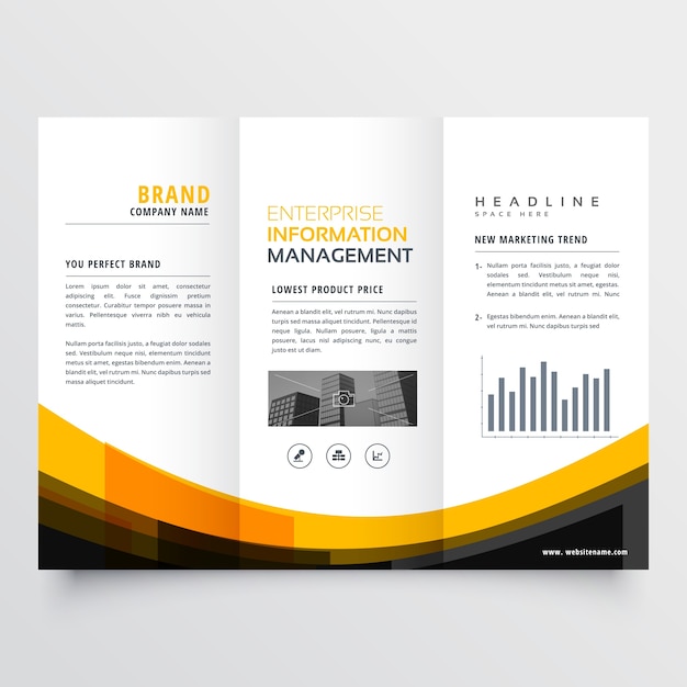 Yellow wavy business brochure