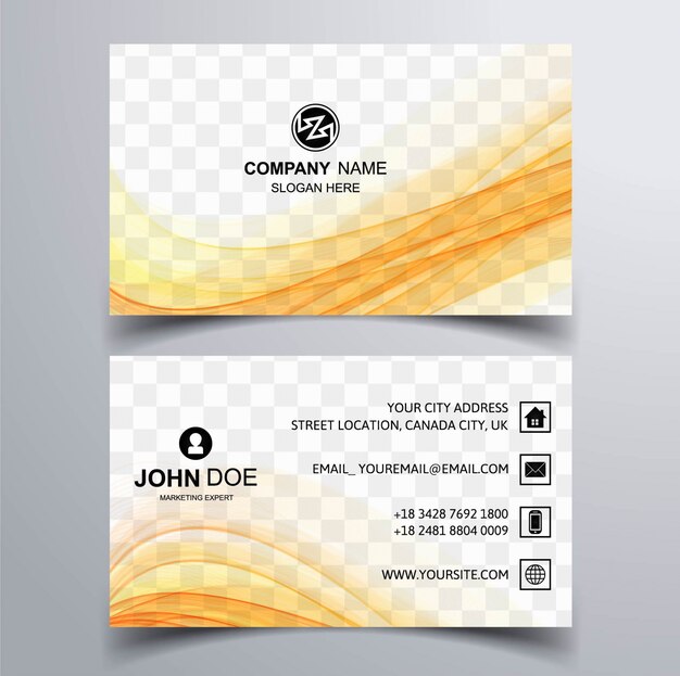 Yellow wavy business card