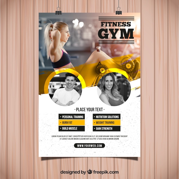 Yellow and white gym flyer template