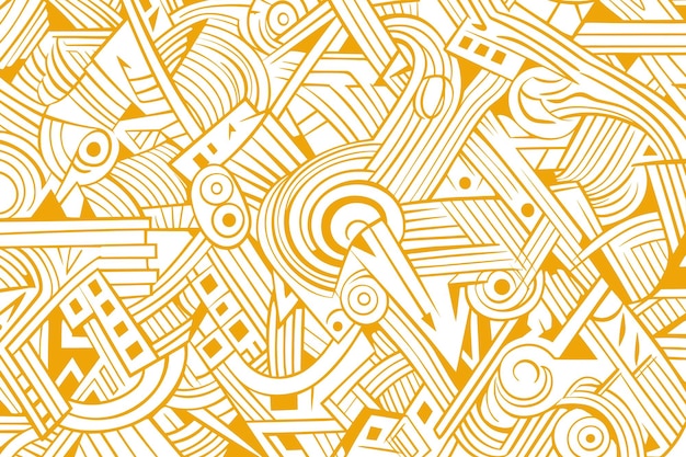 Free vector yellow and white line doodles of geometric pattern