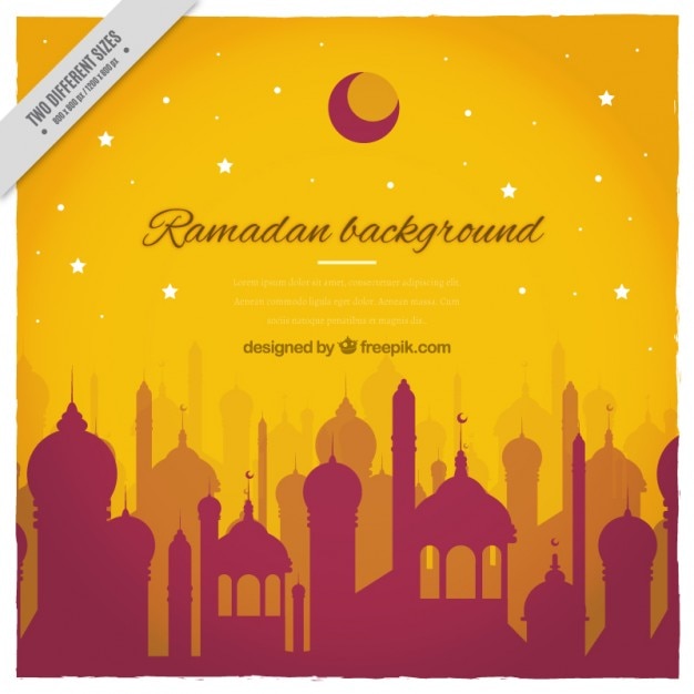 Yellow with skyline ramadan background