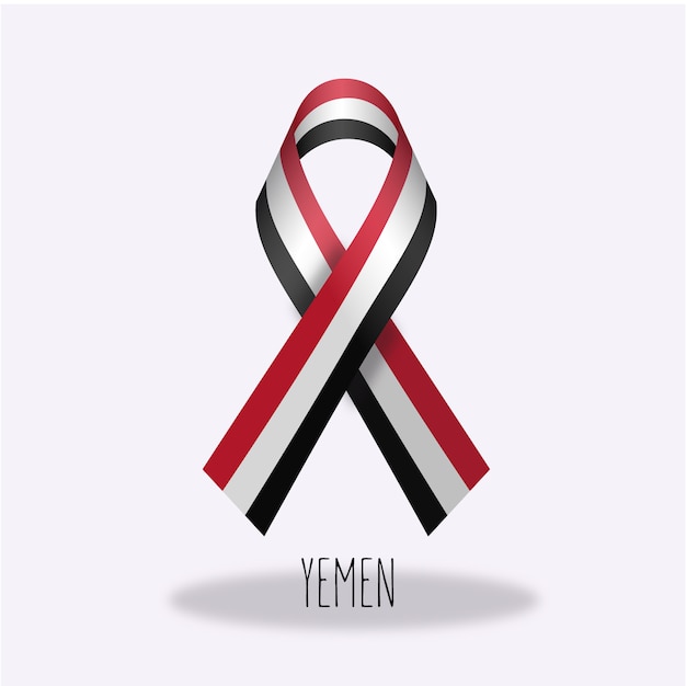 Yemen flag ribbon design