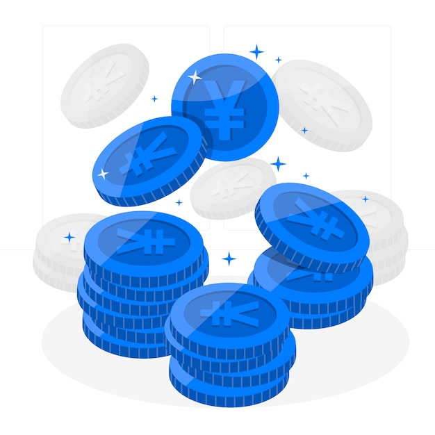 Free vector yen  coins  concept illustration