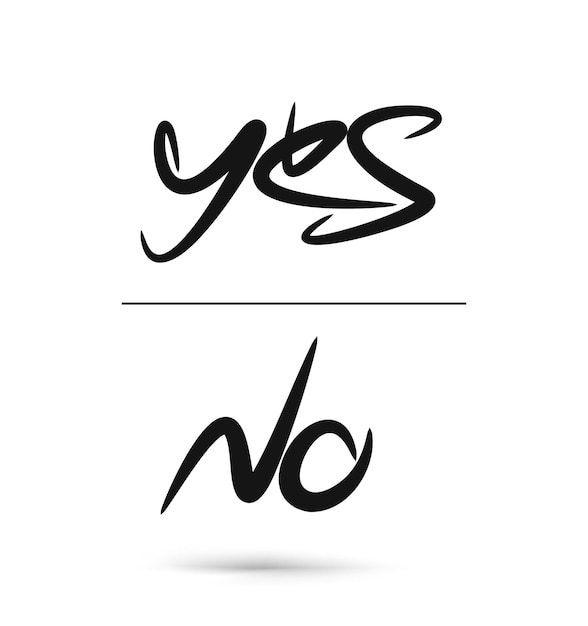 Yes & No Text Made of Handwriting Vector Design Element.