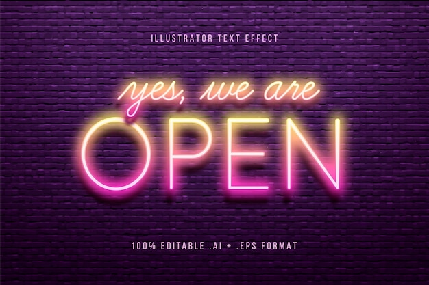 Free vector yes we are open text effect