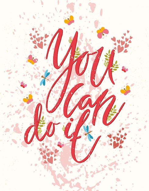 Free vector yes you can do it greeting card