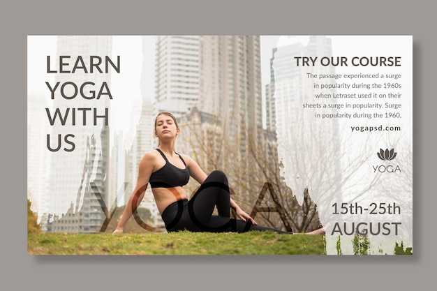 Free vector yoga banner template with photo