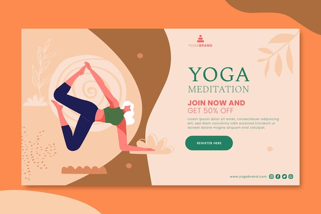 Бесплатное векторное изображение Шаблон баннера йоги