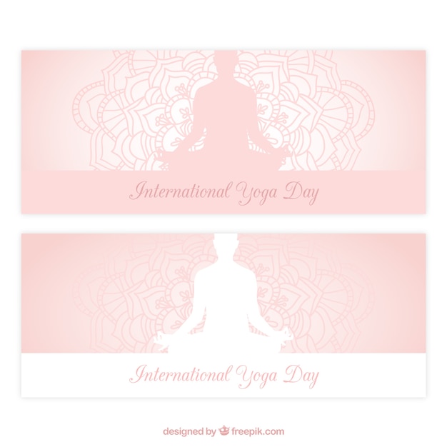 Free Vector yoga banners un soft pink color