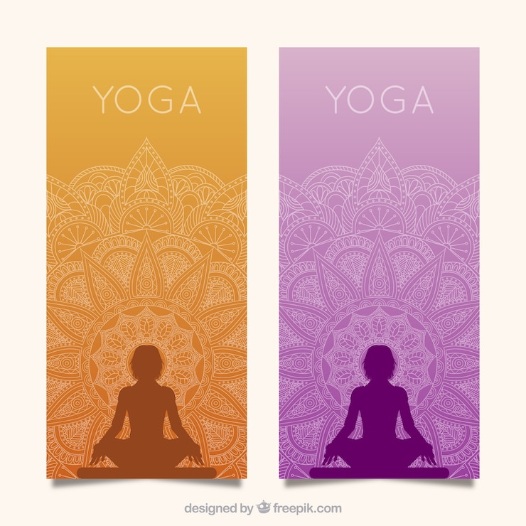 मुफ़्त वेक्टर yoga banners with mandala