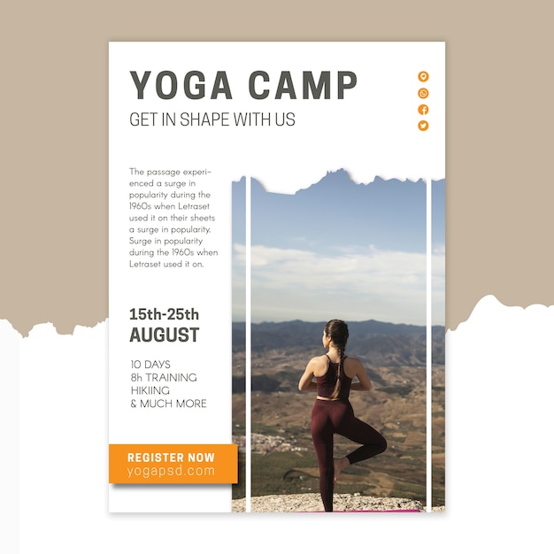 Yoga camp poster template