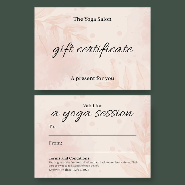 Free vector yoga certificate template design