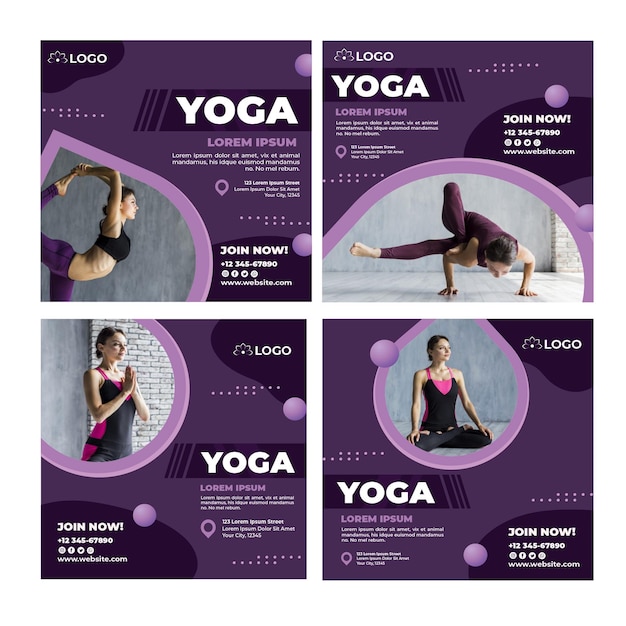 Free vector yoga class instagram posts