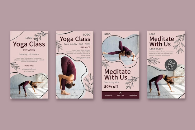 Modello di storie di instagram di classe di yoga