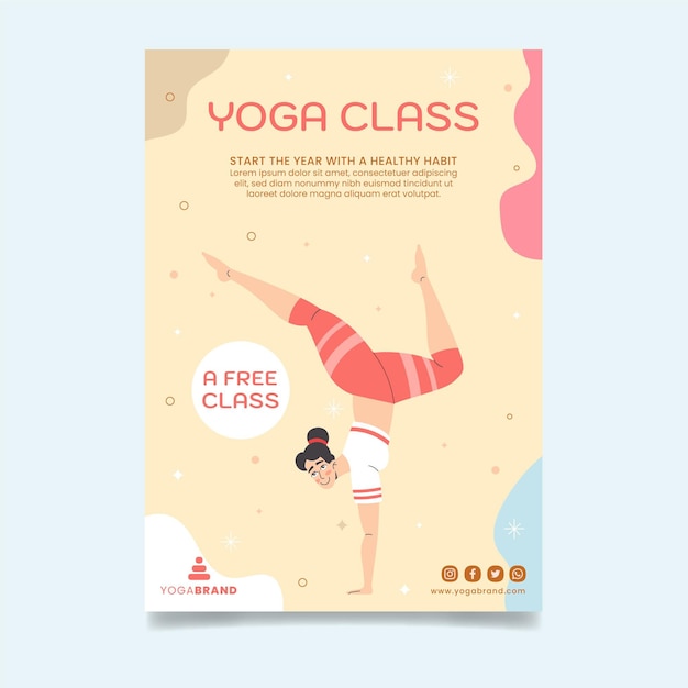 Modello di poster per lezioni di yoga