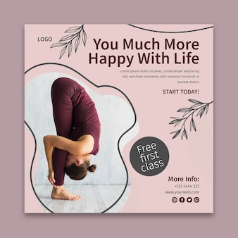 Yoga class square flyer template