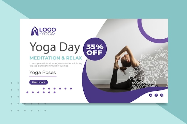 Vettore gratuito banner modello di lezione di yoga